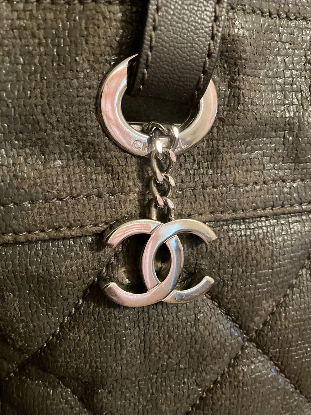 CHANEL Paris Biarritz Tote Bag with CC Charm & COA Rare Vintage Find